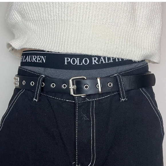 Y2k 2000s classic pyramid studded black and silver goth emo belt - Picture 3 of 6